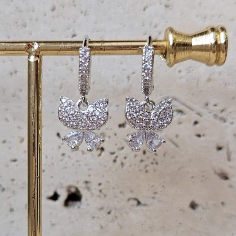 Brinco Argola Borboleta Cravejada