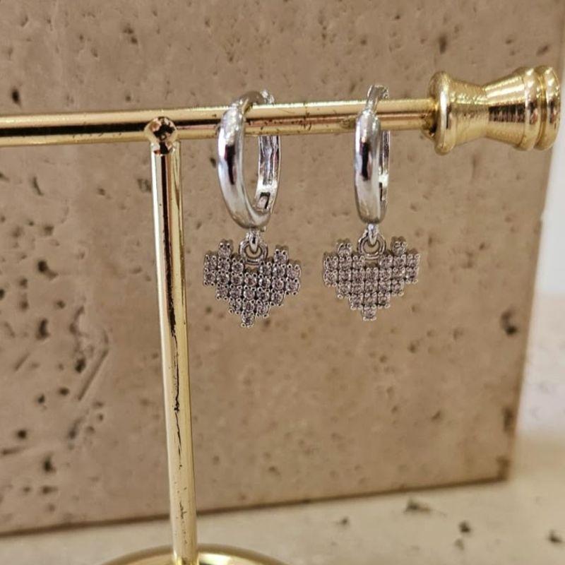 Brinco Argola Coração Cravejado Minecraft