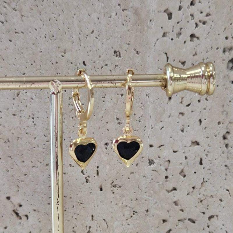 Brinco Argola Coração Negro