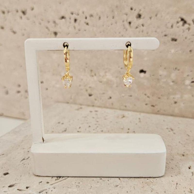 Brinco Argola Coração Zirconia Pequeno