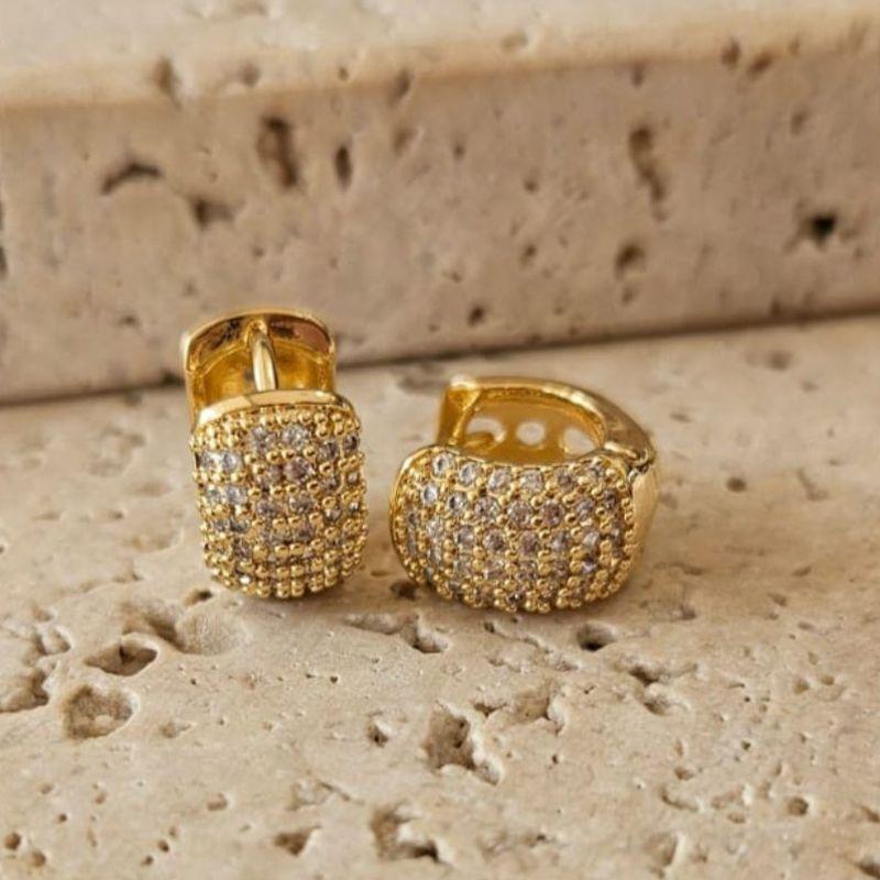 Brinco Argola Cravejada 6 Fileiras