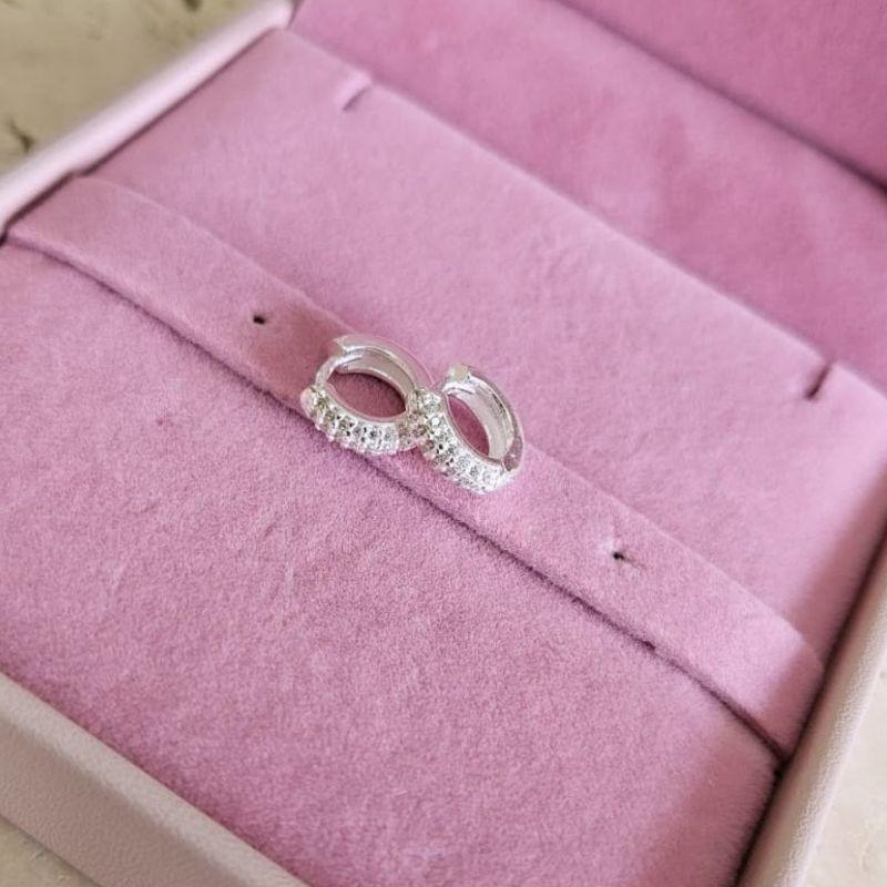 Brinco Argola Cravejada Cristal Peq Prata