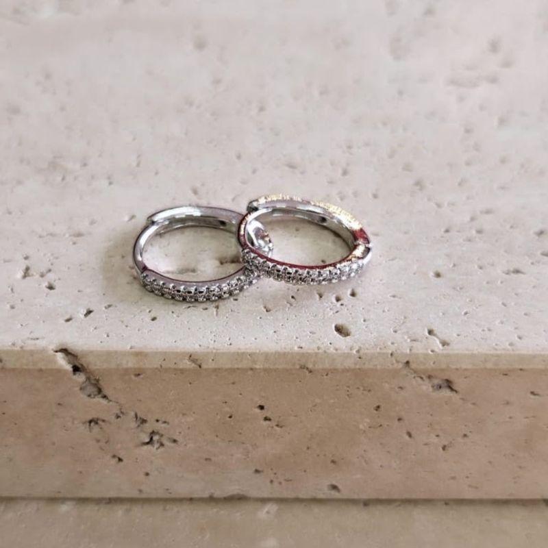 Brinco Argola Cravejada Fina Gde