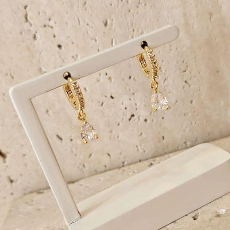 Brinco Argola Gota Cravejada