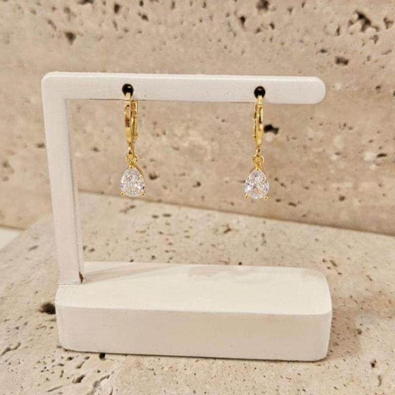 Brinco Argola Gota Cristal