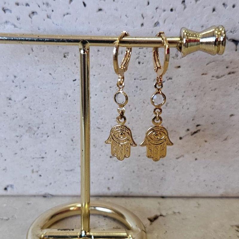 Brinco Argola Mão de Fatima Longo