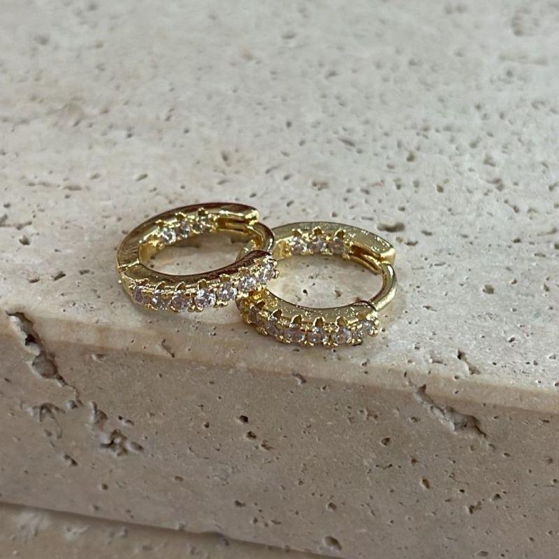 Brinco Argola Mini Cravejada Dentro e Fora