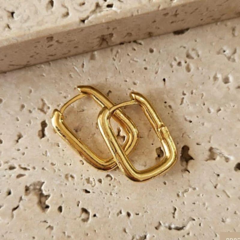 Brinco Argola Retangular Media