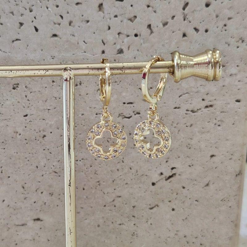 Brinco Argola Van Cleef Cravejada Redonda