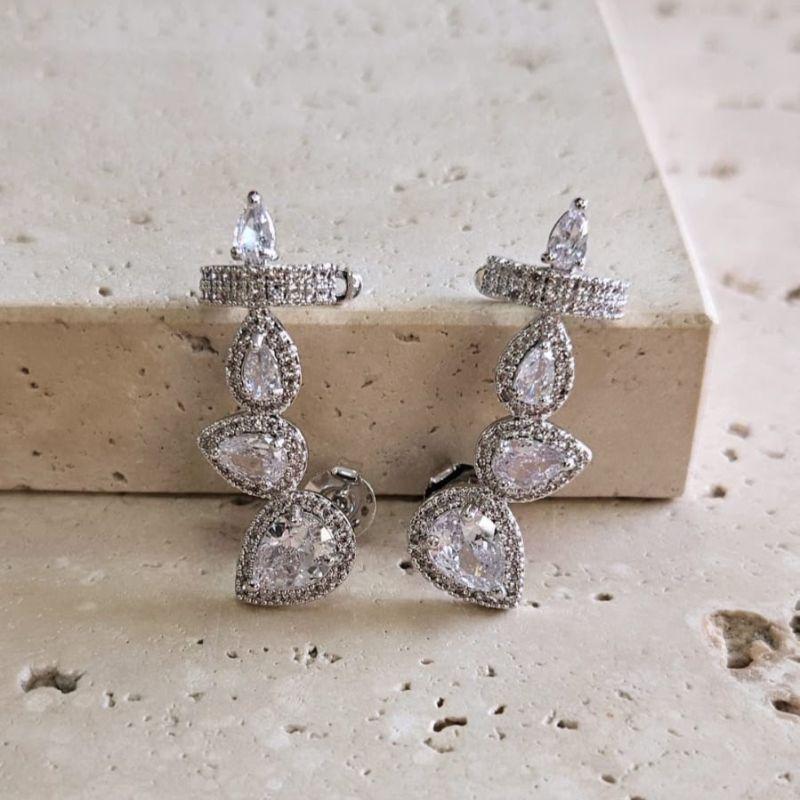 Brinco Ear Cuff  Gotas com Zirconia