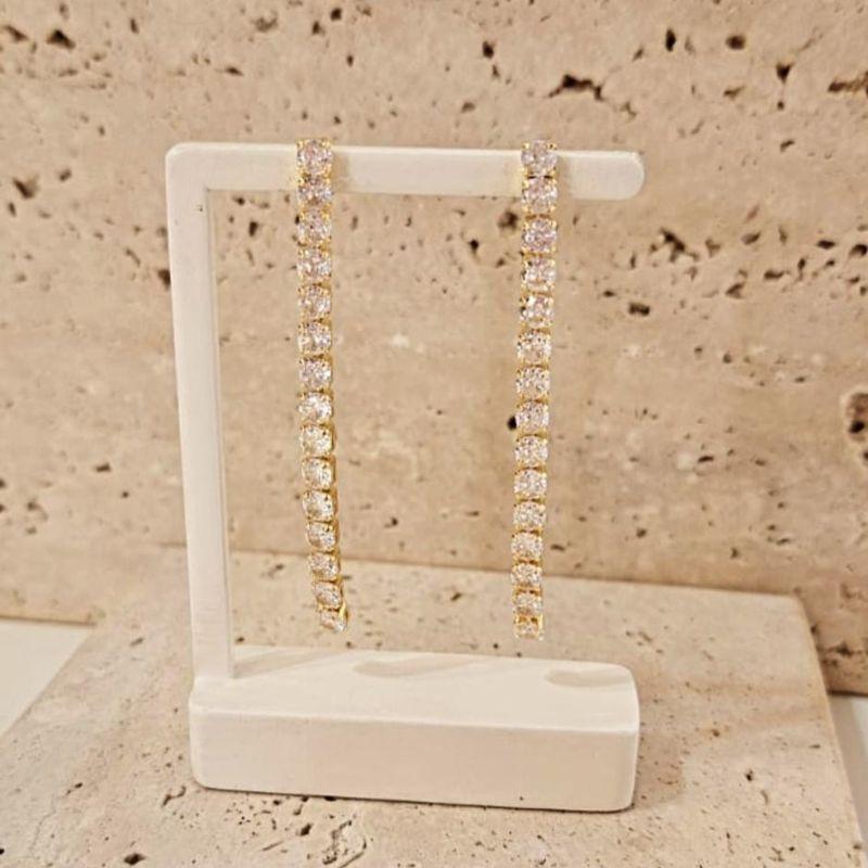 Brinco Fio de Zirconia Longo