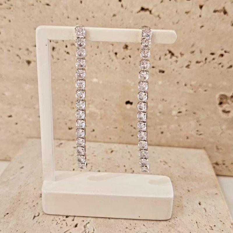 Brinco Fio de Zirconia Longo