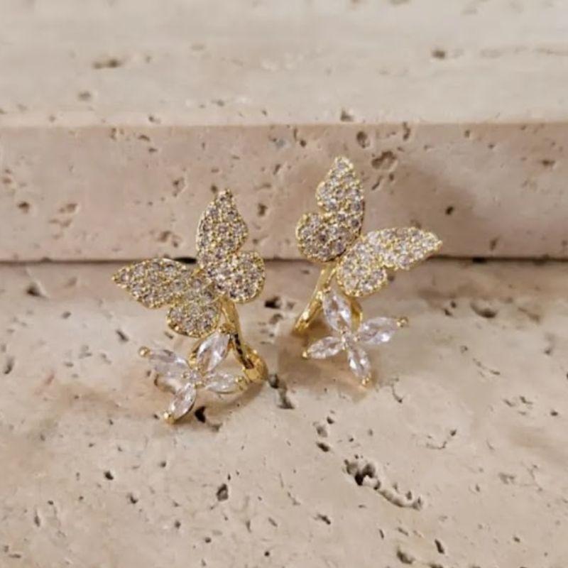 Brinco Flor Navetes e Borboletas