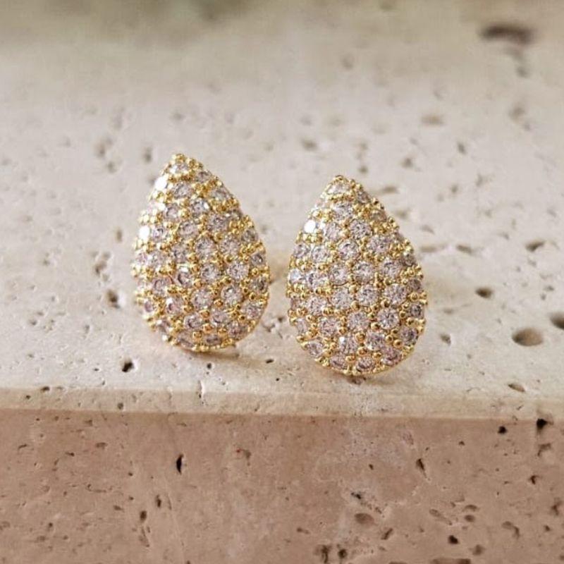 Brinco Gota Cristal Cravejada