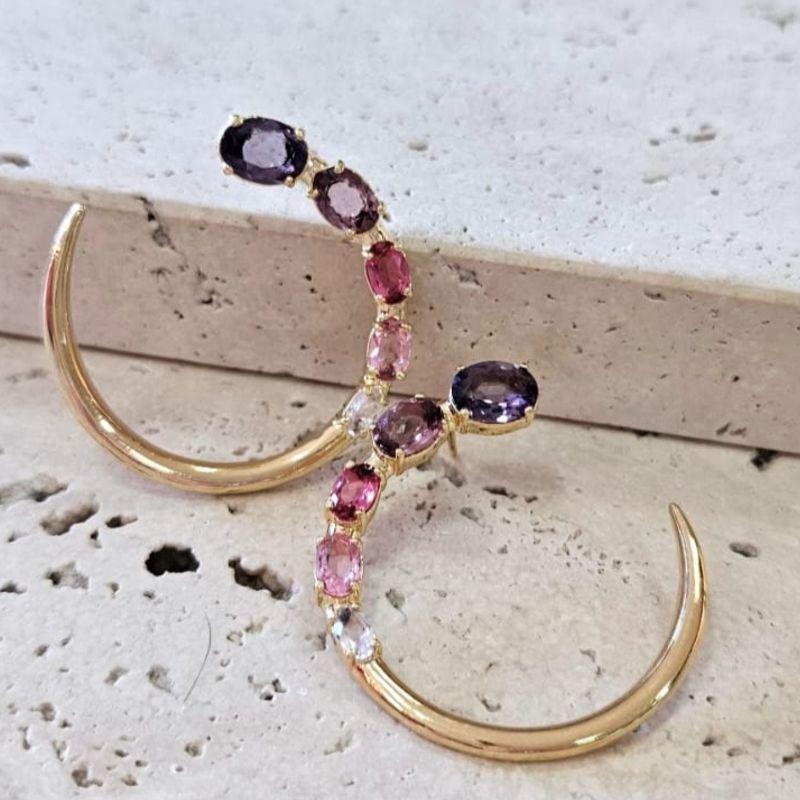 Brinco Meia Lua com Pedra de Vidro