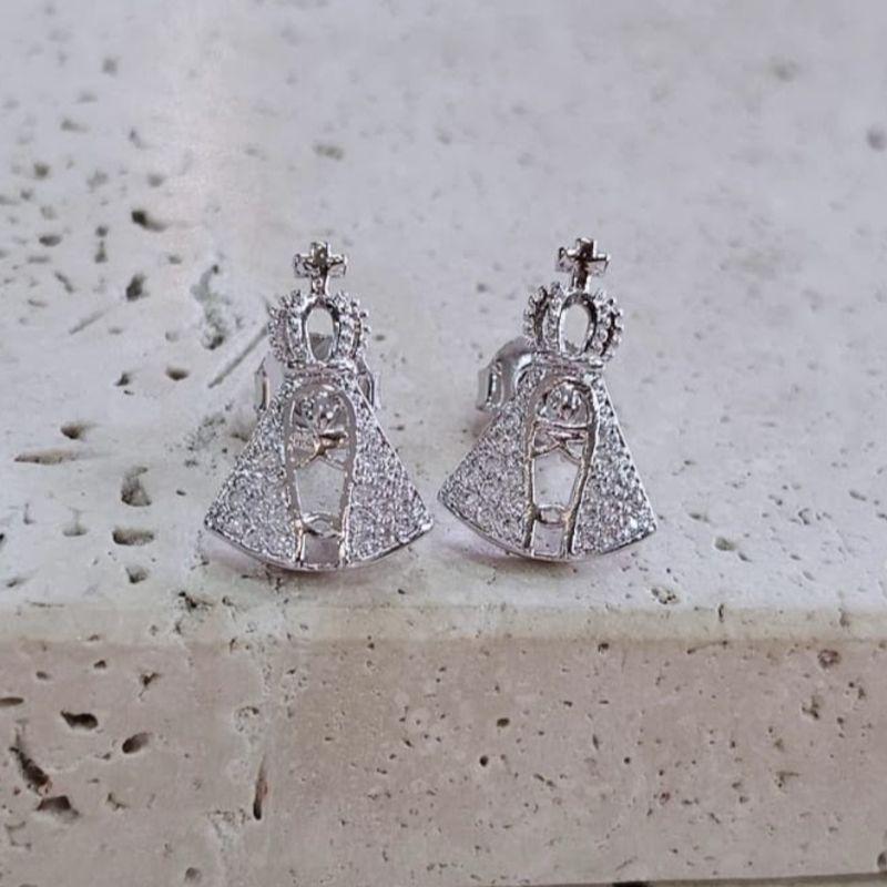 Brinco Nossa Senhora Cravejada Cristal