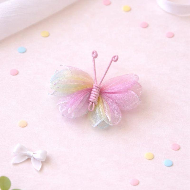 Presilha Borboleta Colorida Cintilante