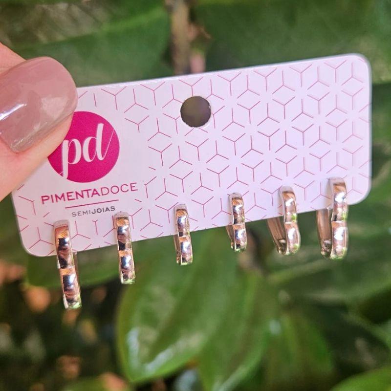 Trio de Argola Coração Liso