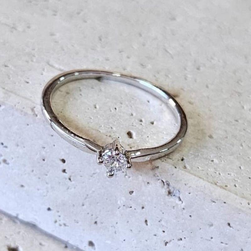 Anel Solitario Zirconia Baixa R