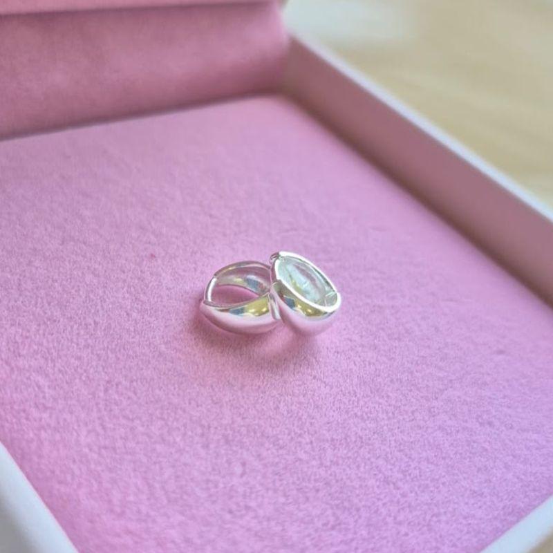 Brinco Argola Lisa Gordinha Pequena Prata