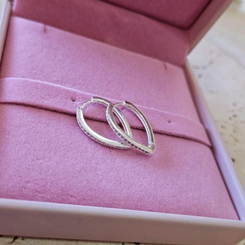 Brinco Argola Oval Cravejada Prata