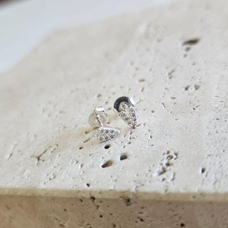 Brinco Coração Cravejado Prata P