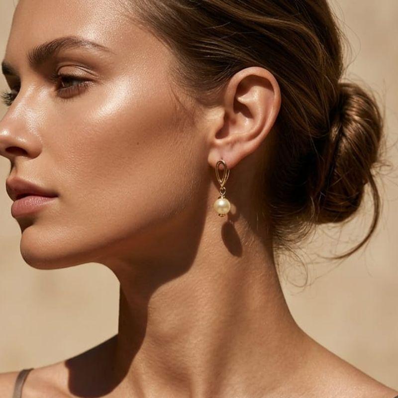 Brinco Perola Elegante Base Vazada