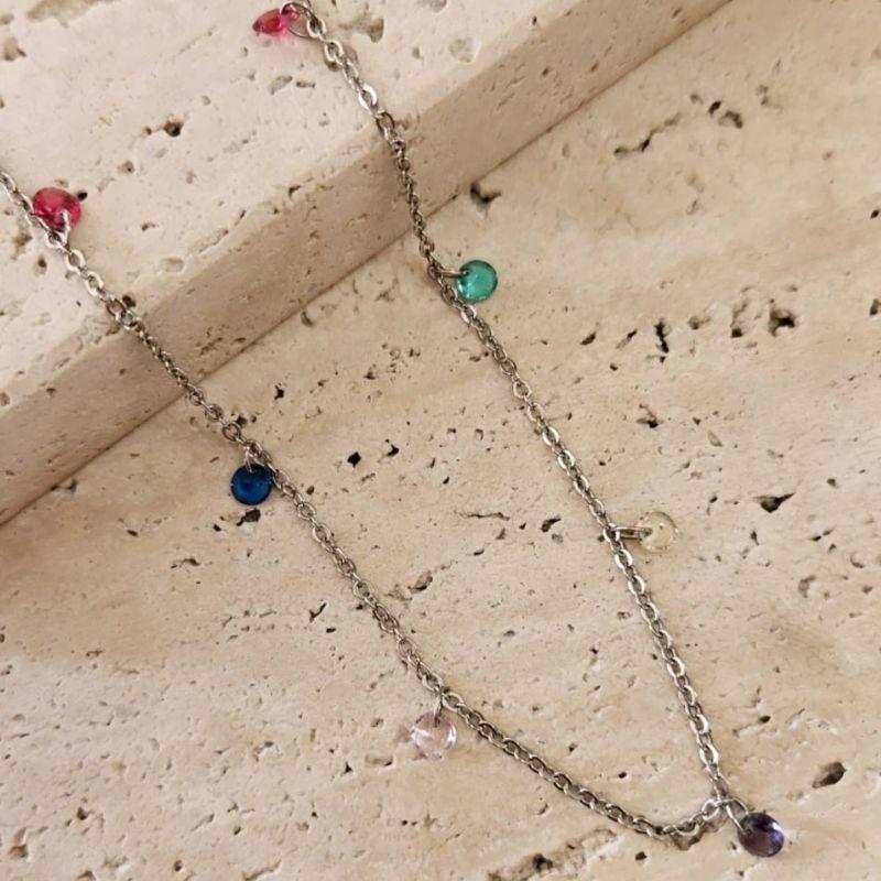 Choker Pedras Coloridas