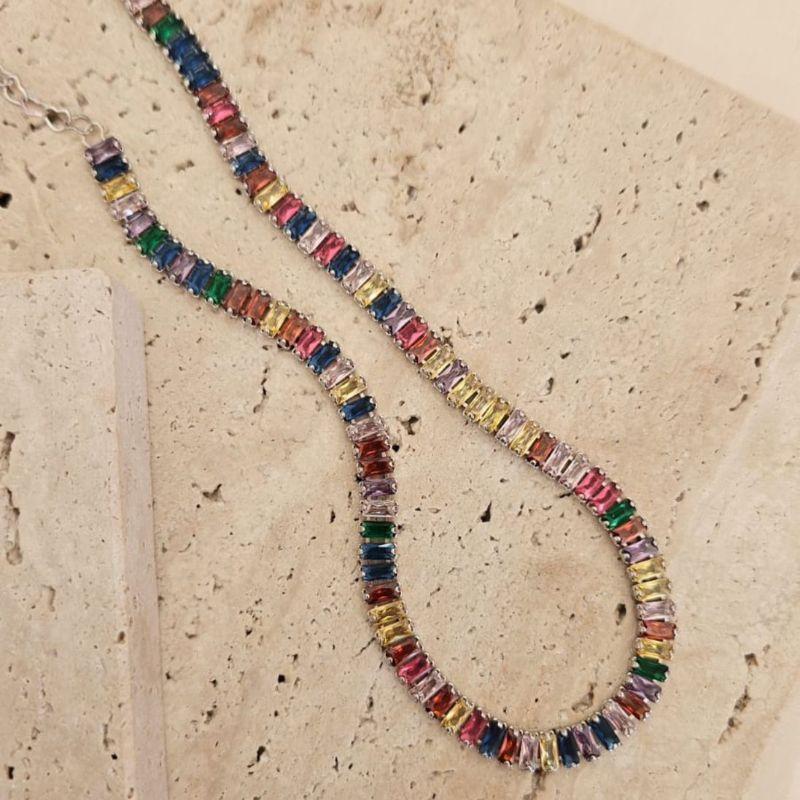 Choker Riviera Baguete Colorida