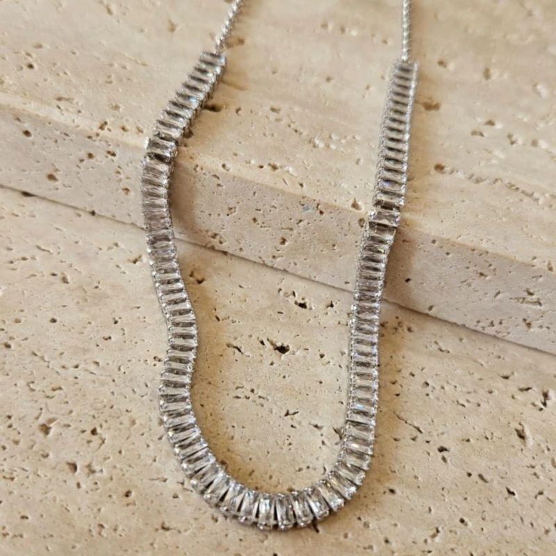 Choker Riviera Baguete Cristal