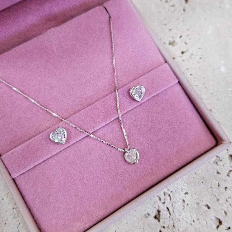 Conjunto Zirconia Coração 6mm no Aro 45cm