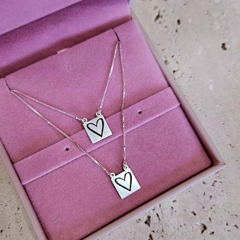 Escapulario Veneziana Medalha Coração 60cm