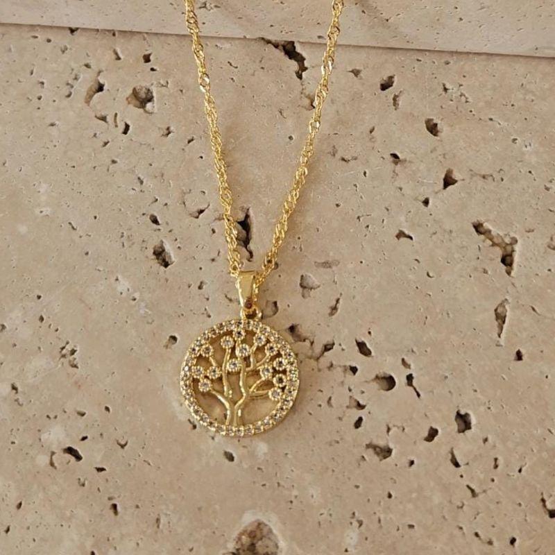 Gargantilha Árvore da Vida Cristal 45cm