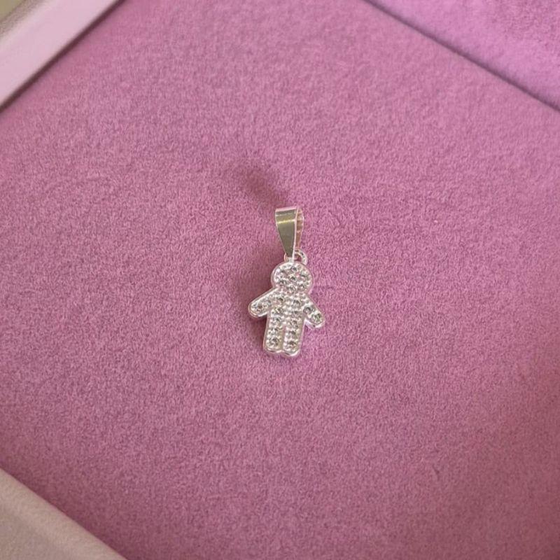 Pingente Menino Cravejada Prata