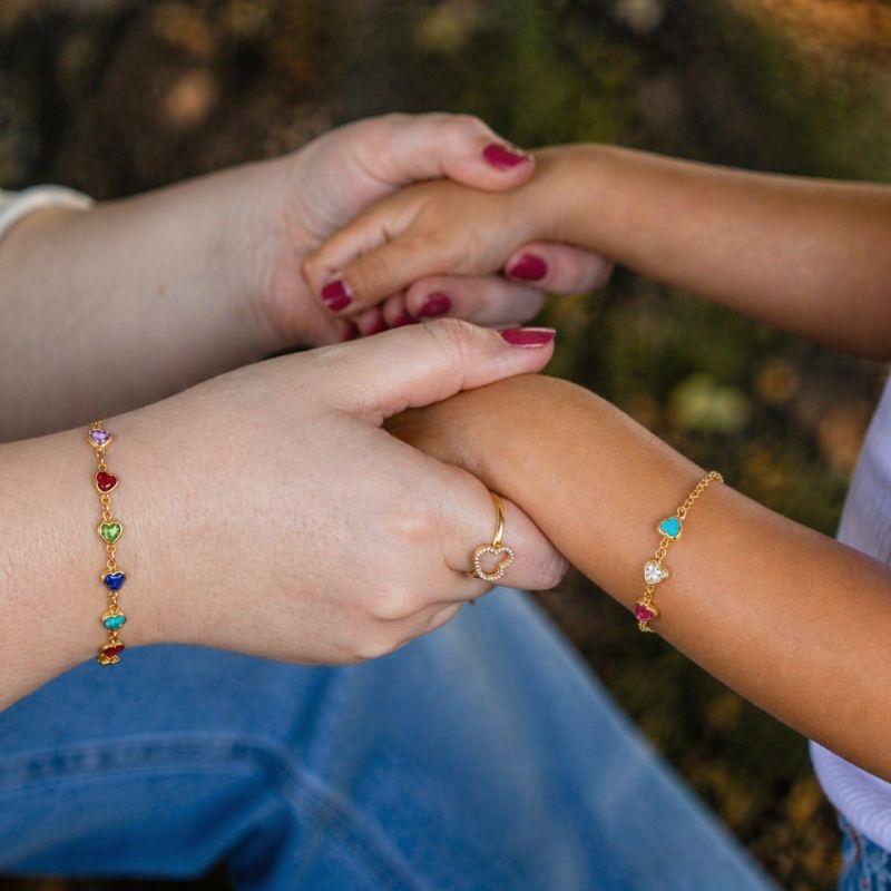 Pulseira Corações Tal Mãe, Tal filha 18cm/14cm