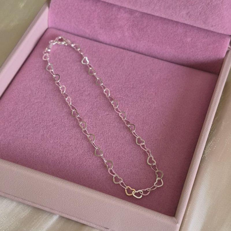 Pulseira Elos Coração 18cm Prata