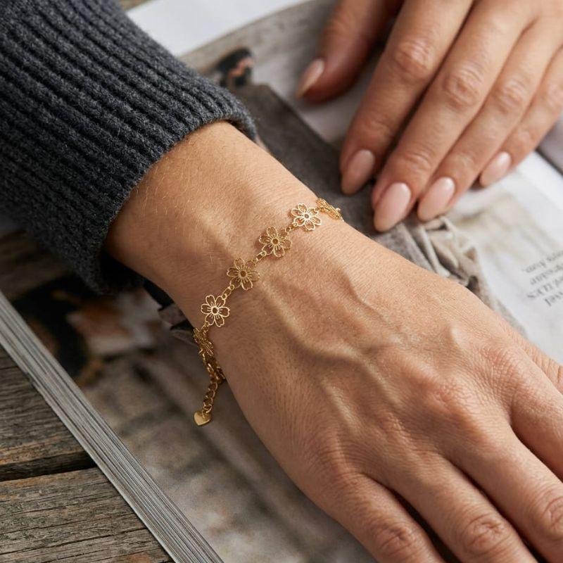 Pulseira Fio de Florzinhas 15cm + extensor