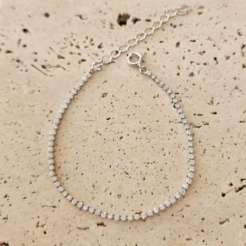 Pulseira Fio de Zirconias Fininha Ajustável