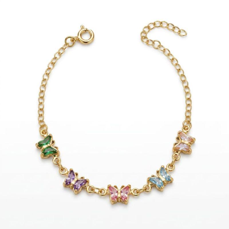 Pulseira Infantil Borboletas Coloridas 14cm