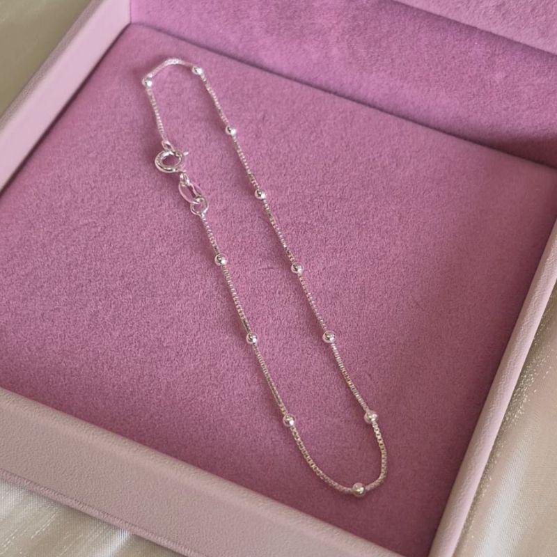 Pulseira Veneziana Bolinhas 18cm Prata