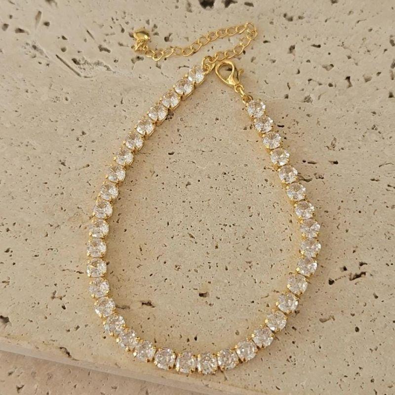 Pulseira Fio de Zirconia Cristal 18cm