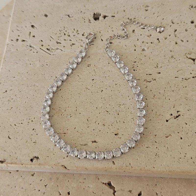 Pulseira Fio de Zirconia Cristal 18cm