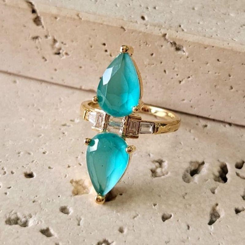 Anel Gota Dupla Turmalina Paraiba N19