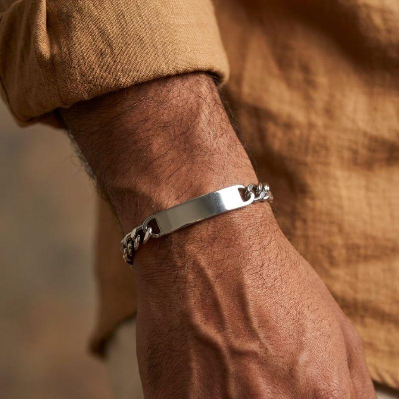 Pulseira Grumet com Placa Aço Inox (Menor) 21cm