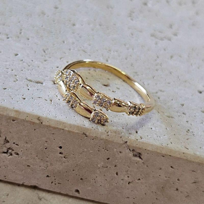 Anel Inspiração Bvlgari Cravejado N16