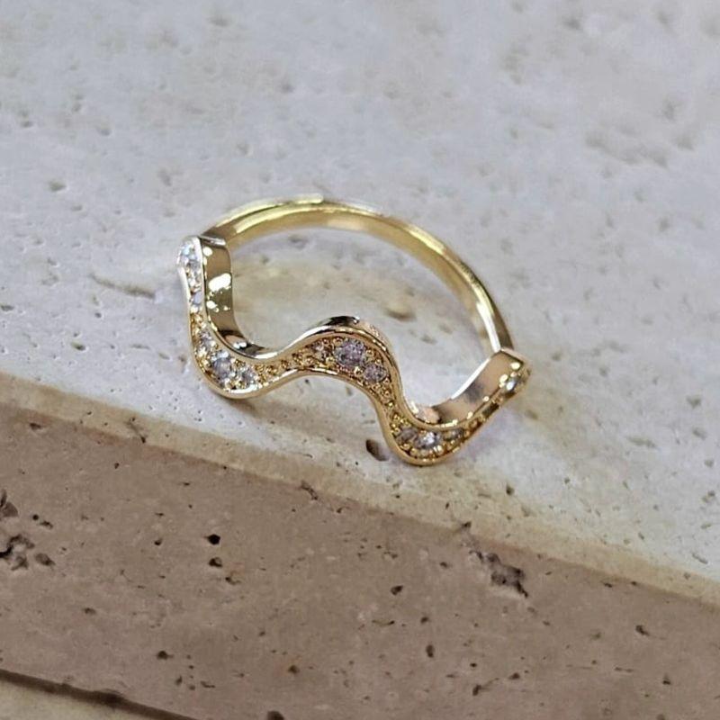 Anel Onda com Micro Zirconias N15