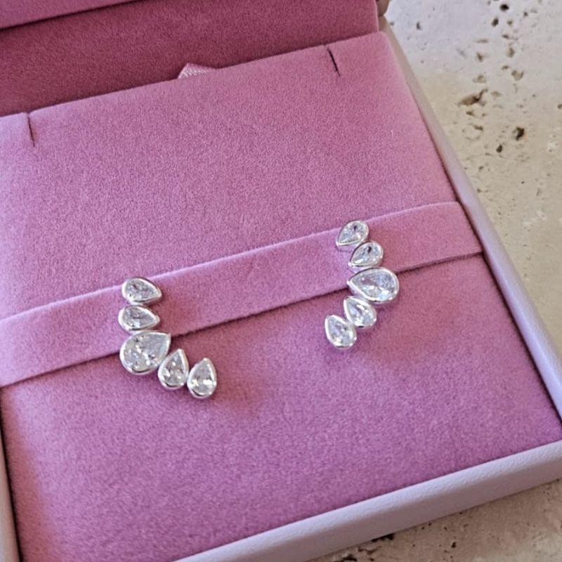 Brinco Gotas Cristal Prata