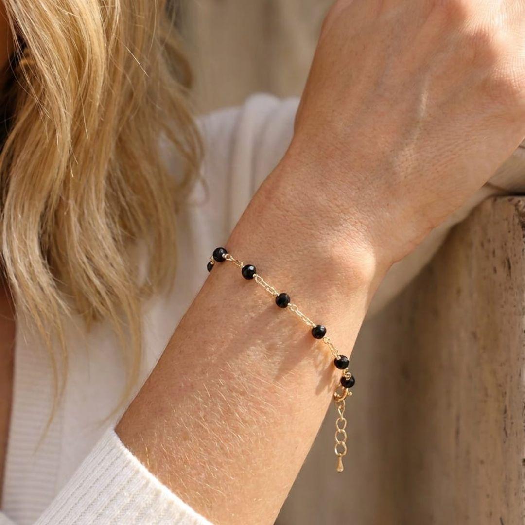 Pulseira Cristais Negros 18cm